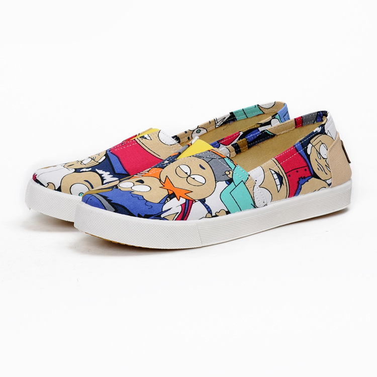 秋季爆款涂鸦女鞋卡通帆布鞋女单鞋老北京布鞋 低帮板鞋一件代发