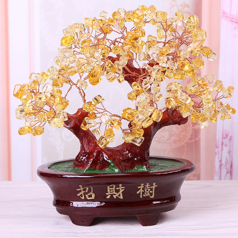 厂家直销家居饰品工艺礼品摆件 天然水晶招财树 商务工艺礼品摆件