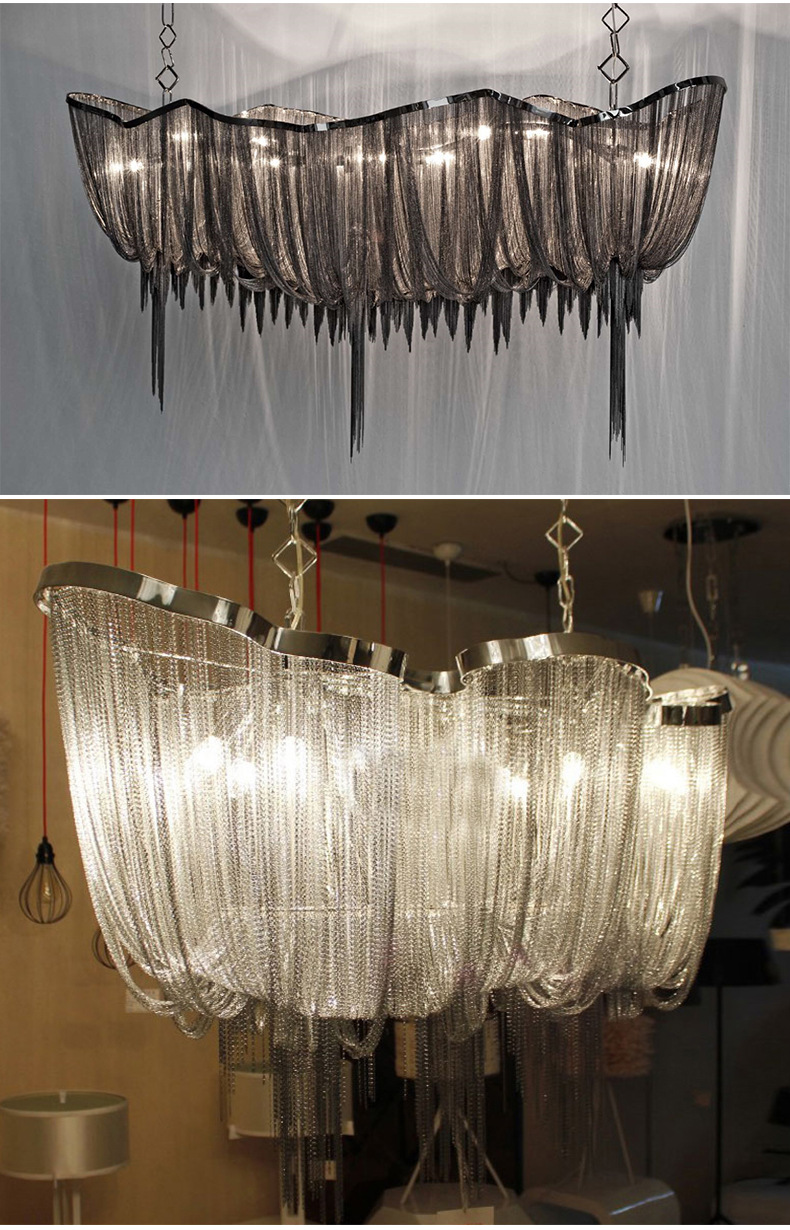 后现代工程大吊灯复式楼客厅餐厅灯酒店 开关类型:按钮式 灯罩材质:铁