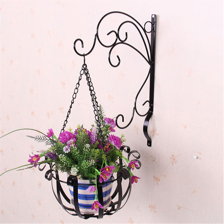 铁艺室内绿萝吊篮花架 墙壁装饰单盆壁挂花篮 墙上吊篮铁艺花架