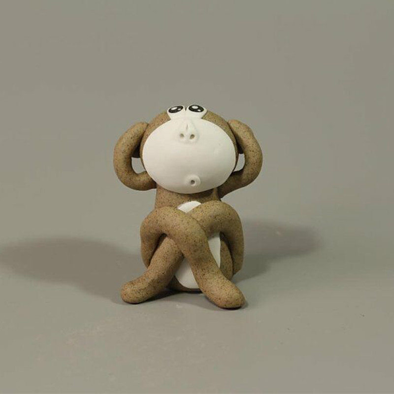 景德镇原创工艺品 不听不看不说不动四态猴子摆件 纯手工捏制直销