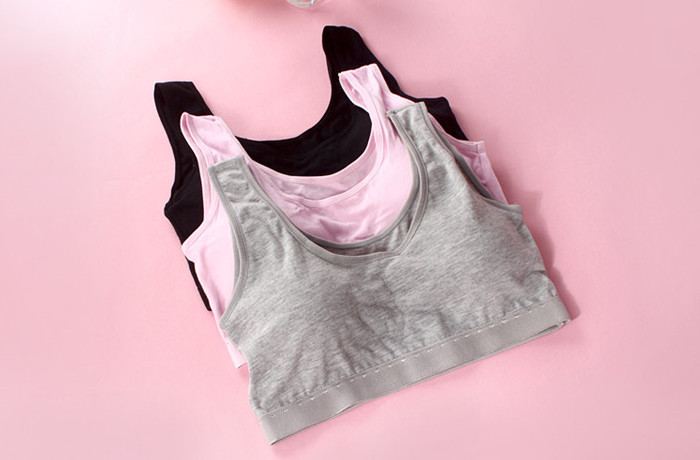 宽肩全棉少女大版文胸发育带海绵垫中老年加大码纯棉内衣背心5001