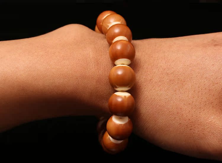 天然橄榄核光珠镶嵌象牙果手链高油橄榄核diy文玩把件饰品批发