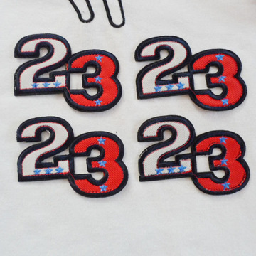 diy服装辅料外贸原单电脑刺绣数字23与五角星绣花贴背胶烫熨布贴
