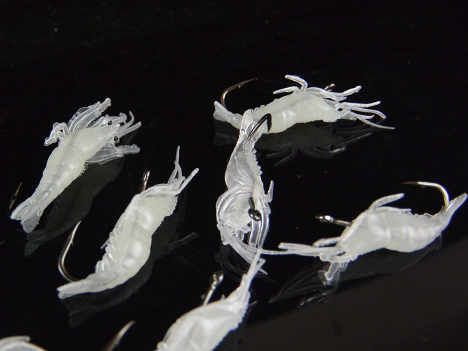 特价透明路亚虾 4cm夜光虾 仿生虾 假虾带钩虾 路亚饵 .