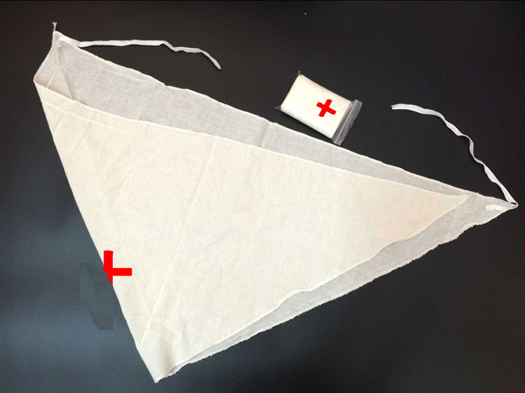 家用纯棉三角巾 印红十字会培训急救包配件 100*100*140cm 系绳