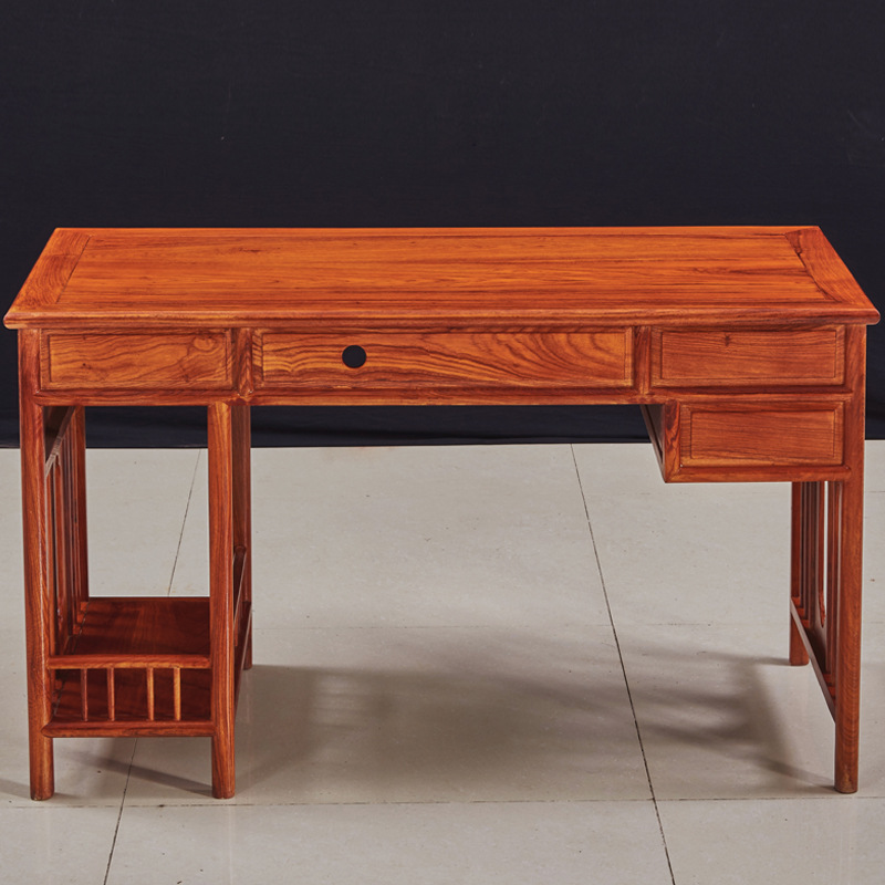 非洲花梨木红木电脑桌椅组合明清古典实木书桌办公桌台式桌写字台