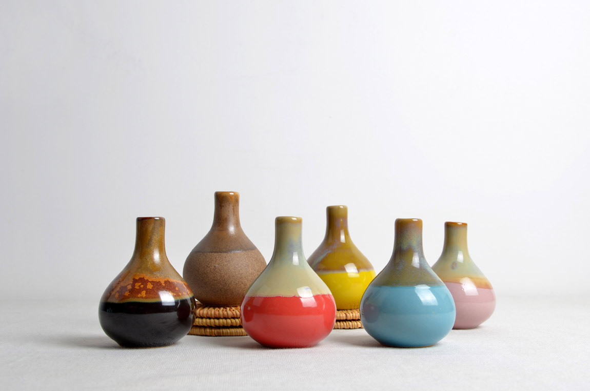 创意陶瓷花瓶干花插花器 窑变工艺品桌面软装装饰家居摆件