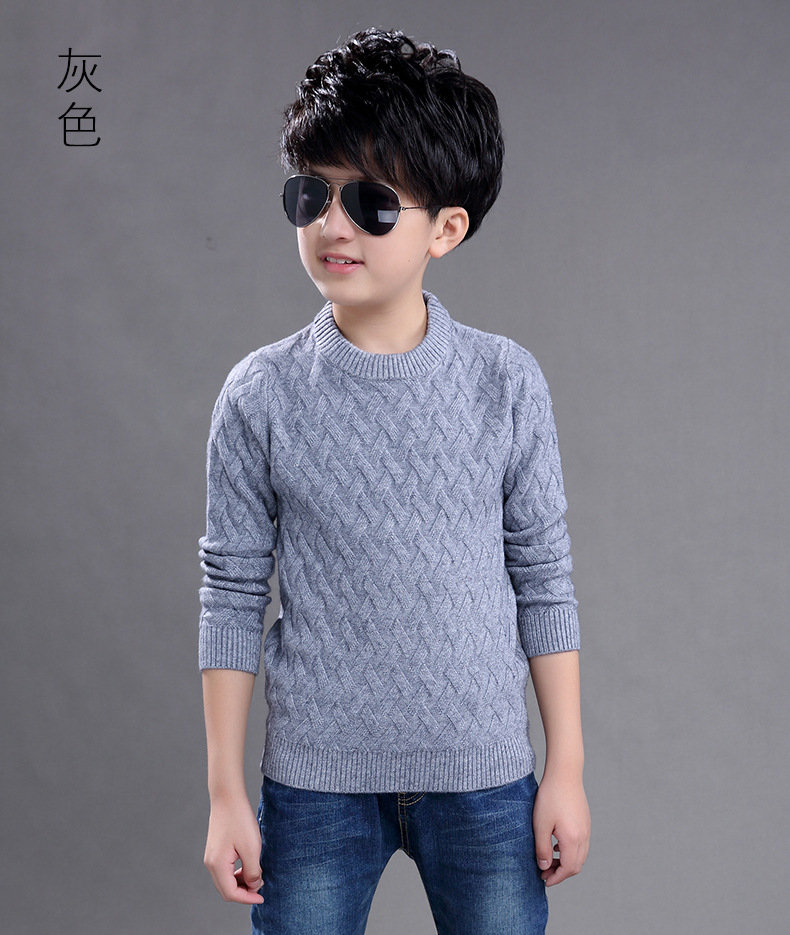 2017新款男童毛衣加厚圆领套头中大童冬季保暖打底衫儿童羊绒衫