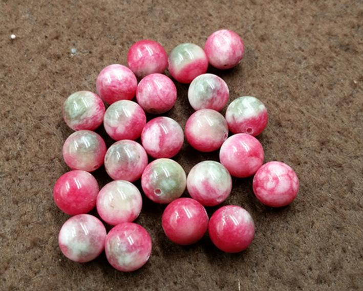 新款批发玉石桃花玉圆珠粉色散珠批发芙蓉玉圆珠玉珠
