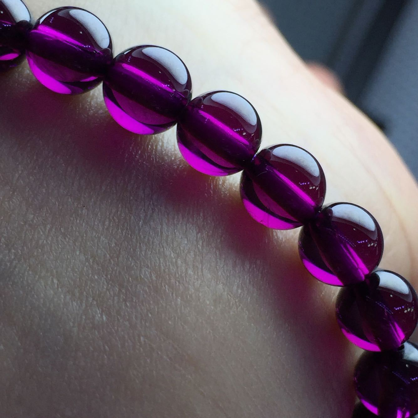 紫牙乌单圈手链 天然紫牙乌石榴石女士手串水晶正品