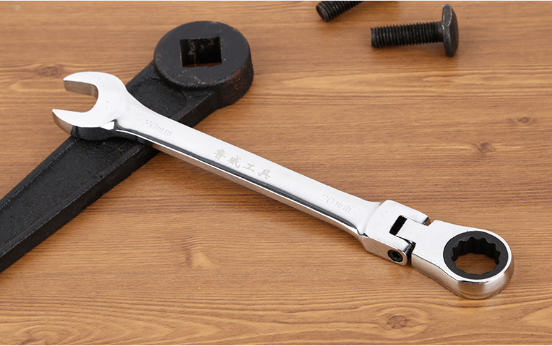 厂家直销鲁威五金摇头快速棘轮扳手公制多规格开口梅花双头扳手