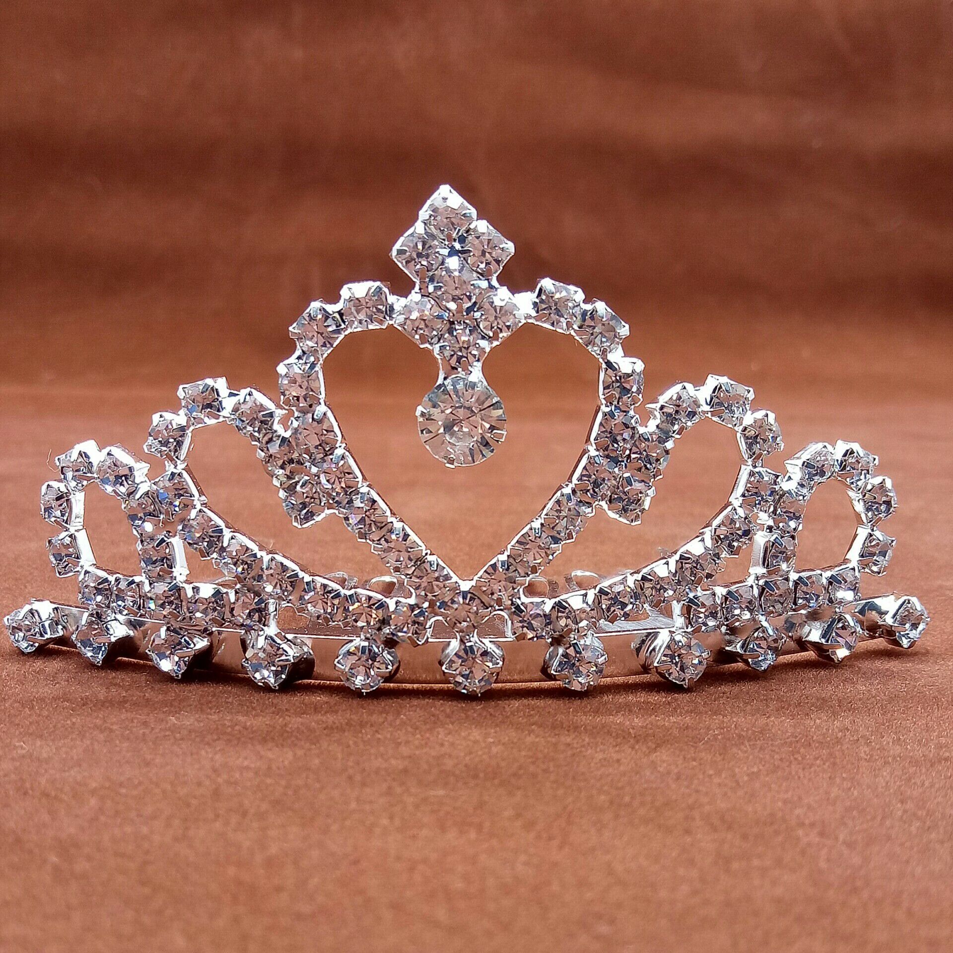 公主唯美闪亮水钻儿童皇冠发饰头饰表演演出发夹王冠插梳