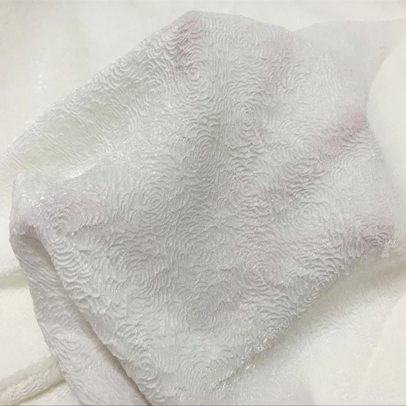 真丝面料16mm真丝提花冠乐绉泡泡绉