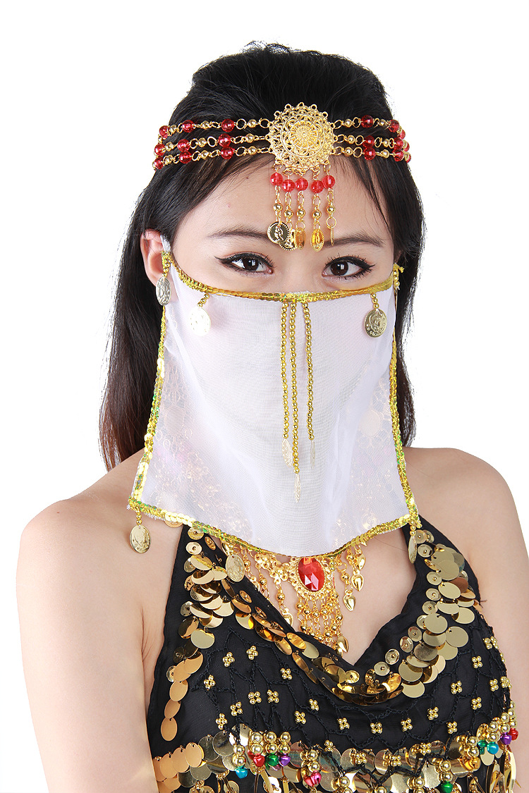 奥丁娜蕾 肚皮舞面纱表演练习面纱印度风演出面纱亮片舞蹈面纱女