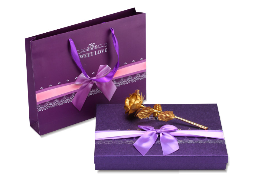 紫色礼品盒 费列罗巧克力包装盒手工diy七夕情人节礼物盒生.