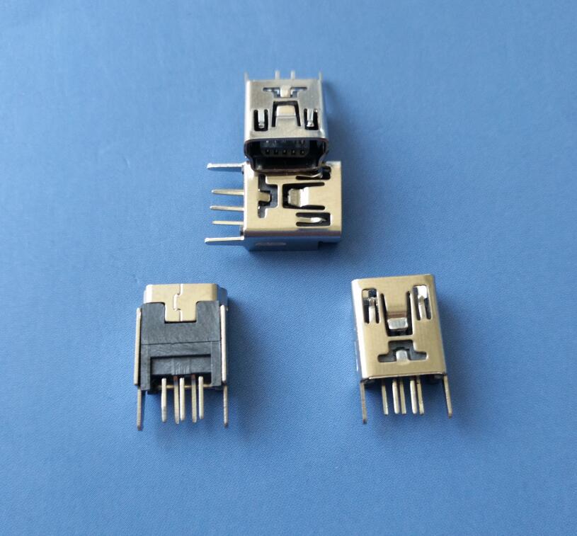 mini usb 5p b型母座——180度直脚直插端子针加长外露3.
