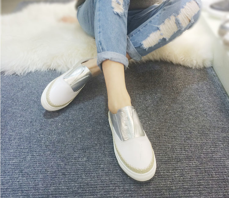 韩百蒂宋佳同款乐福鞋女平底单鞋厚底渔夫鞋真皮女鞋休闲鞋小白鞋