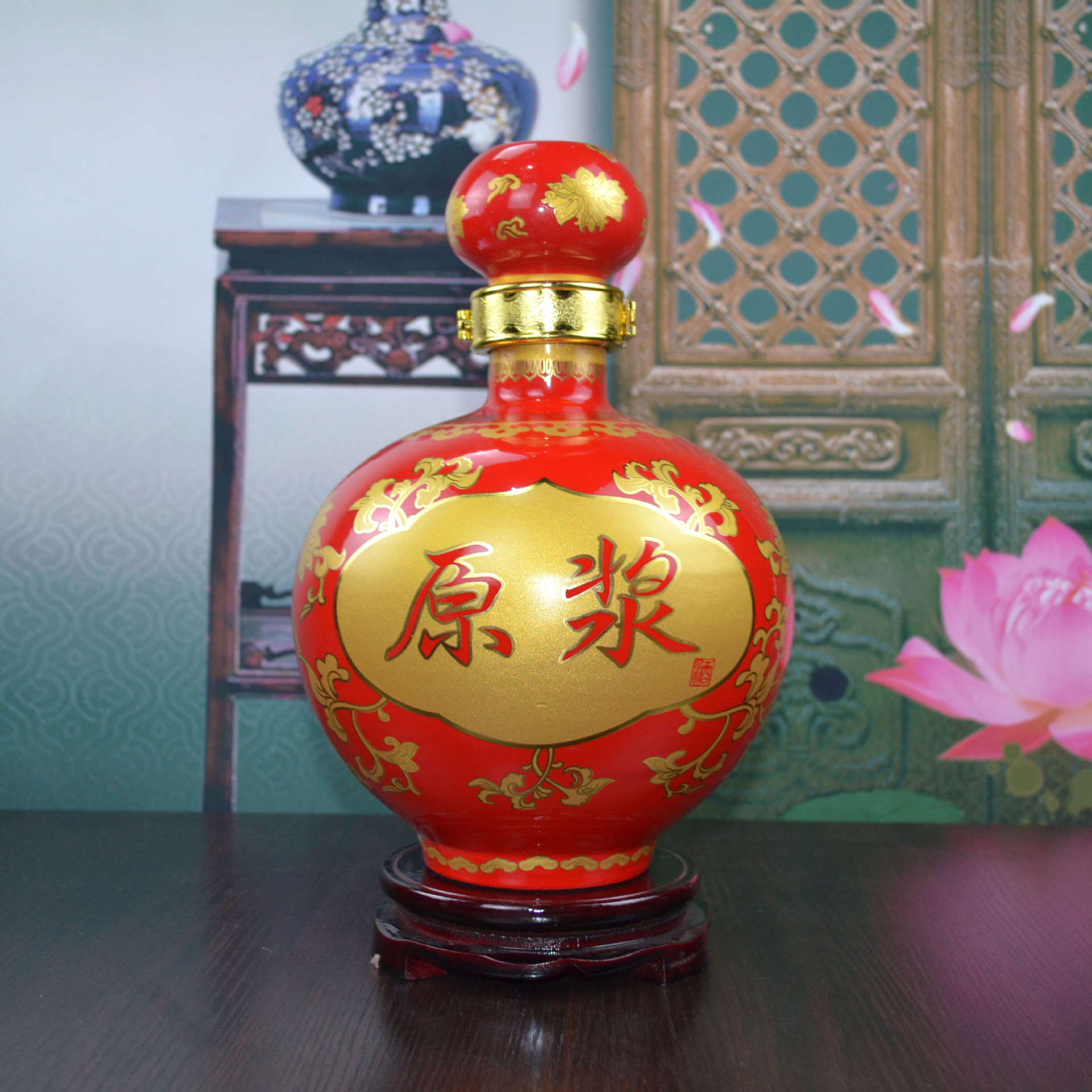 5斤装红原浆景德镇陶瓷酒瓶 2500ml装酒瓶 厂家批发金花原浆酒瓶