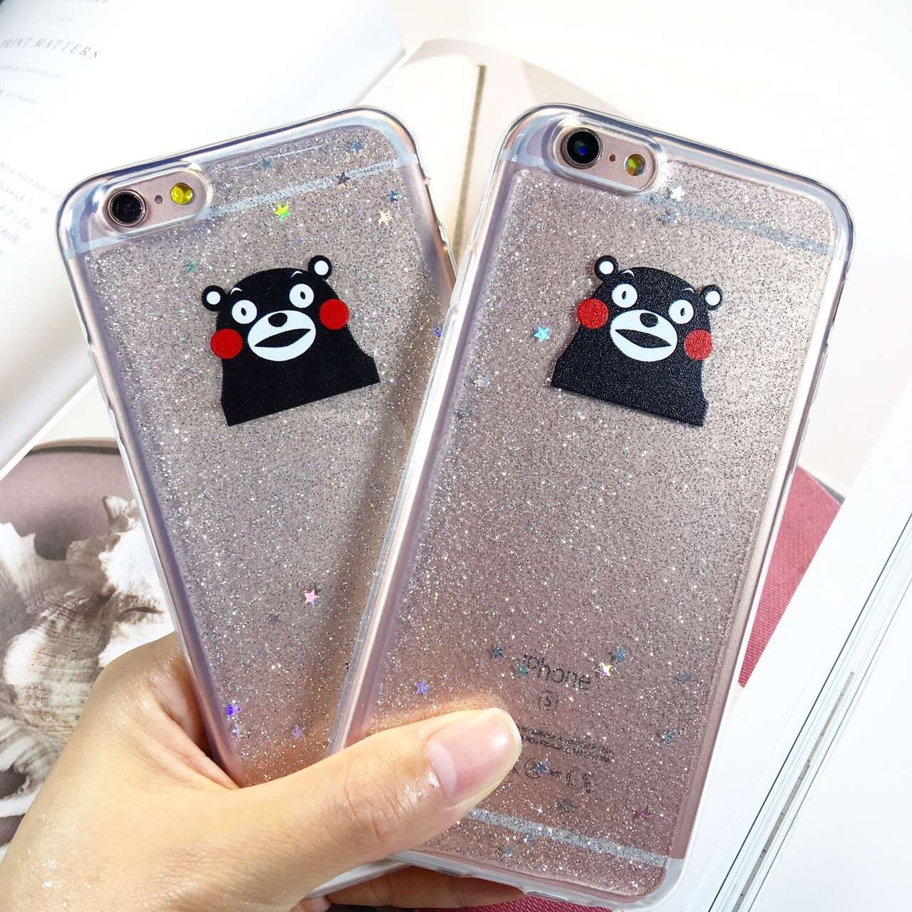 熊本熊可爱苹果6手机壳闪粉iphone6