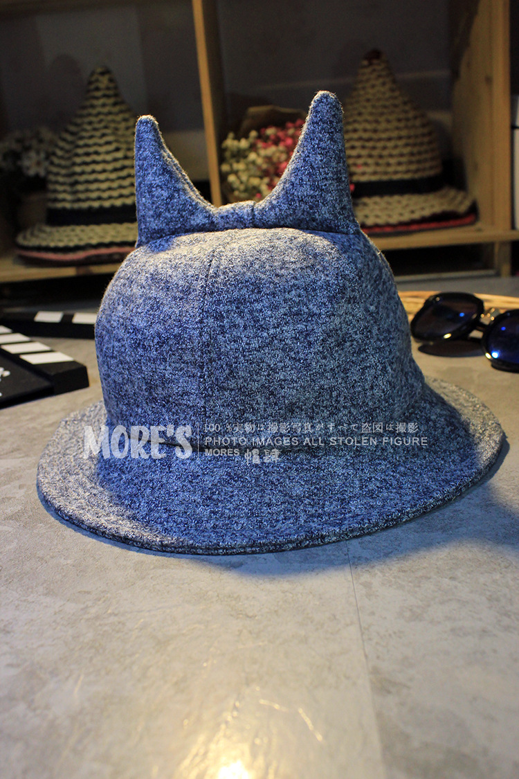 义乌市帽耐电子商务商行 供应信息 帽子 秋冬韩国毛昵恶魔角盆帽复古