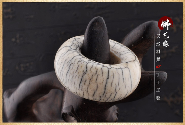 西藏仿古炸裂纹理老牦牛骨圈子挂件 金刚星月菩提佛珠吊坠配饰