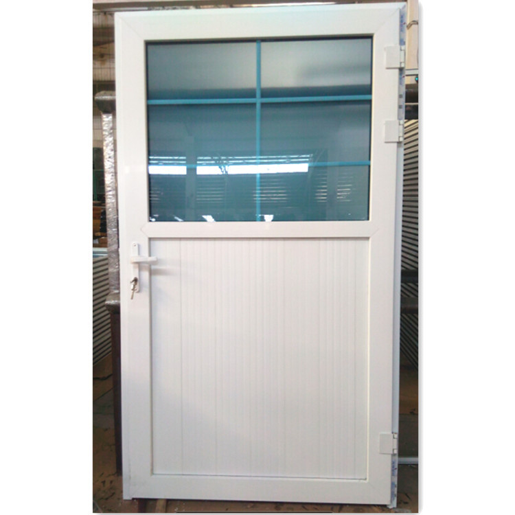 【煜鑫门窗】 提供带锁塑钢平开门 蓝色玻璃 塑钢板