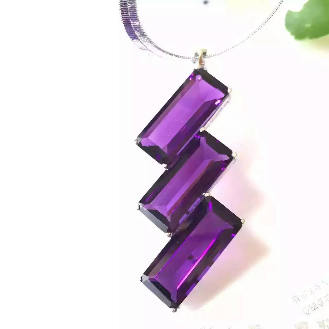 2016天然紫水晶吊坠项链 欧美外贸吊坠六面体灵摆吊坠美观.