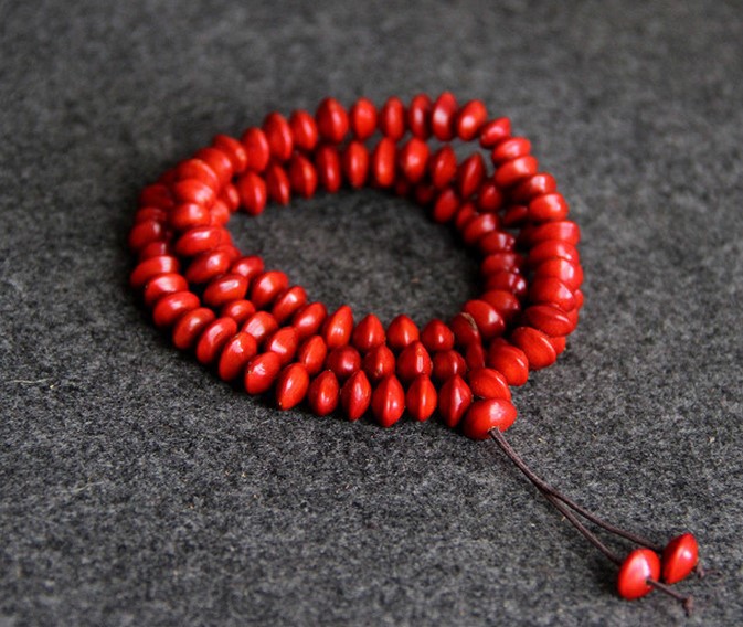 厂家 天然血菩提子佛珠108颗红菩提念珠相思豆本命年避邪手链批发
