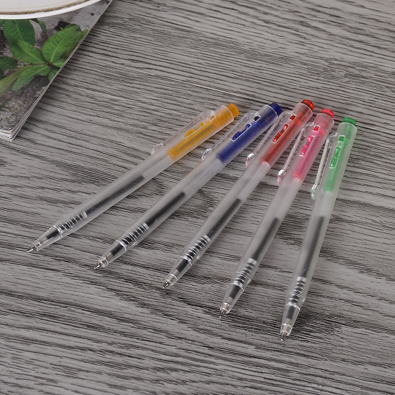 New Plastic Press Transparent Advertising Pen 10.4cm Printable Logo Notebook Matching Ballpoint Pen