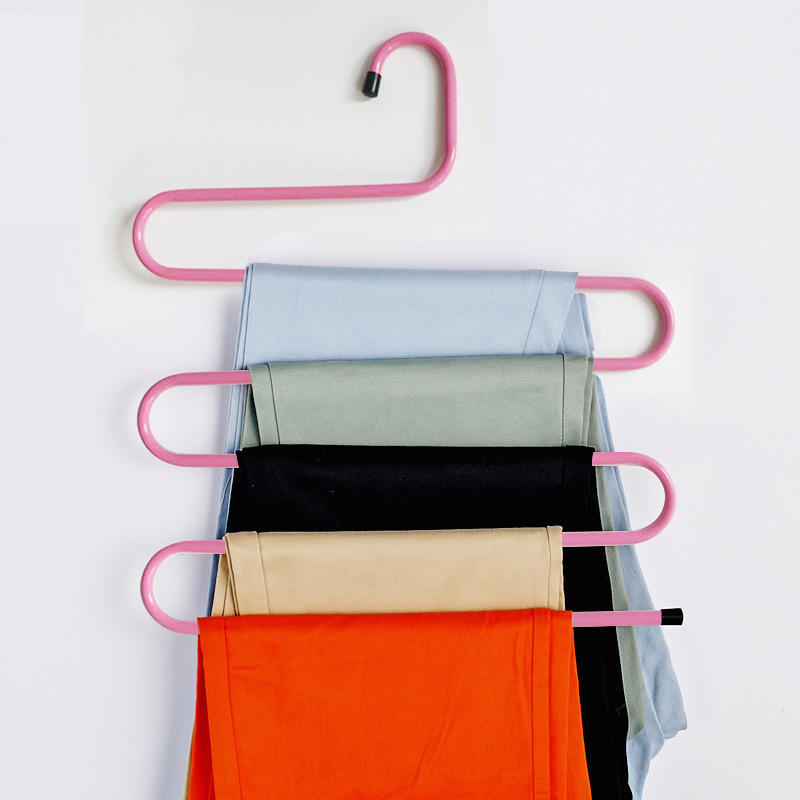 Lehuoshiguang Multi-Functional S-Type Multi-Layer Pants Rack Iron Wardrobe Storage Hanger Bold Household Hangers