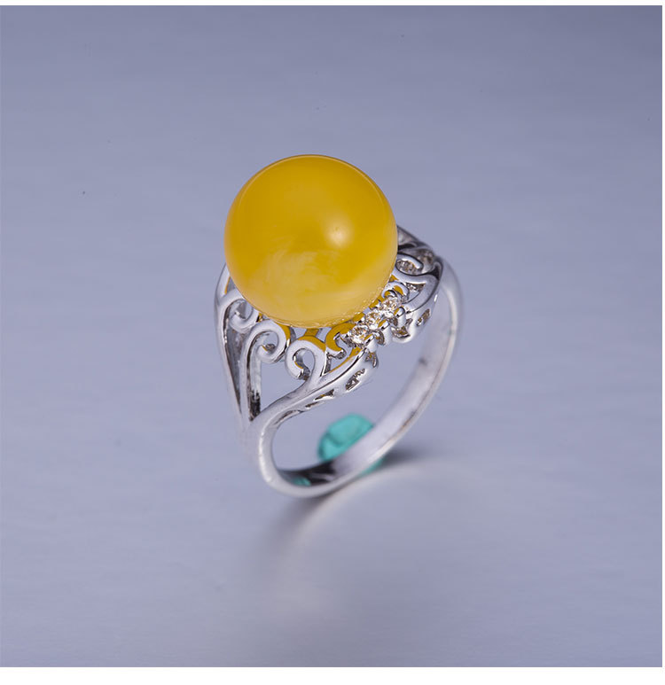 全新老蜜蜡男女戒指琥珀戒指生日礼物复古戒托镶嵌蜜蜡青金戒指托