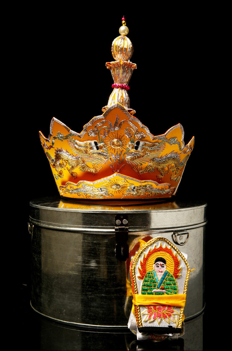 乾辰 庄严如法师帽精品龙绣毗卢帽 佛教用品 五佛帽 佛教法帽