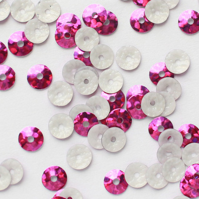 玫红色 6mm 服装服饰亮片 圆形 铝烫片 有孔镭射烫片烫图镭射烫片