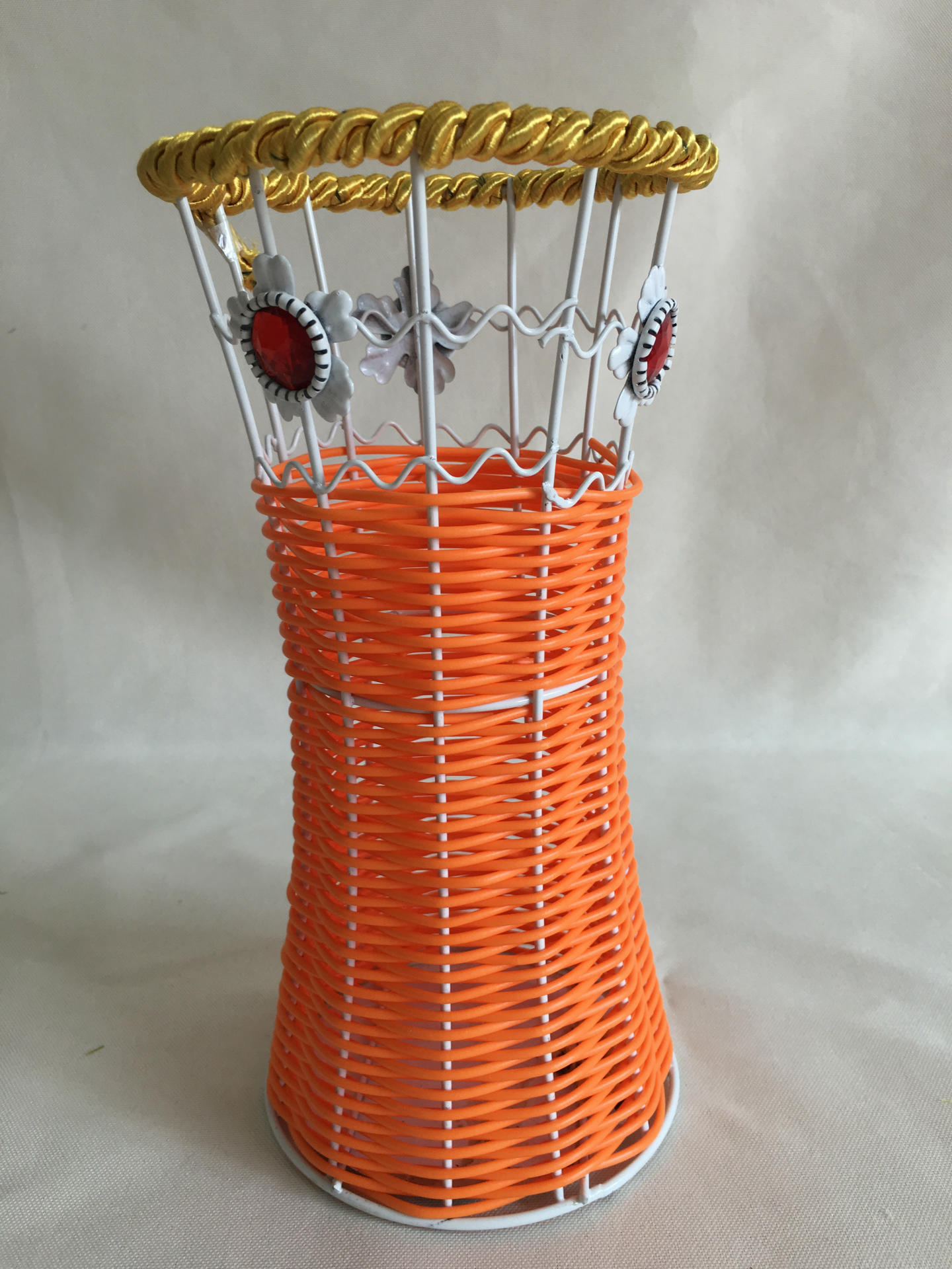 广西博白编织工艺品铁艺摆件花瓶居家饰品藤编23长元形