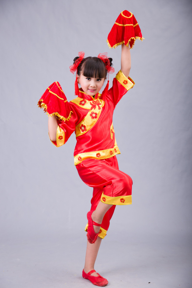 儿童开门红秧歌服演出服女童民族中国风舞蹈