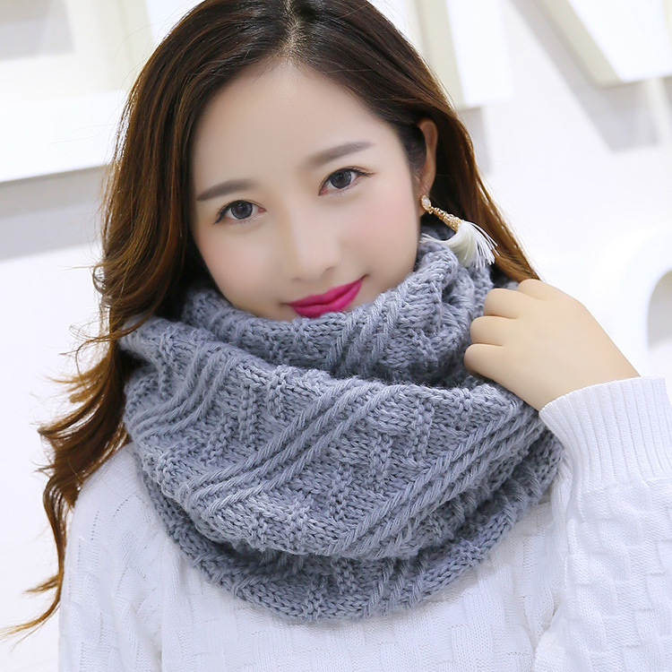 2018 Autumn and Winter Scarf Korean Wool Scarf Knitted Female Pullover Men and Women Couple Collar Black Factory Wholesale