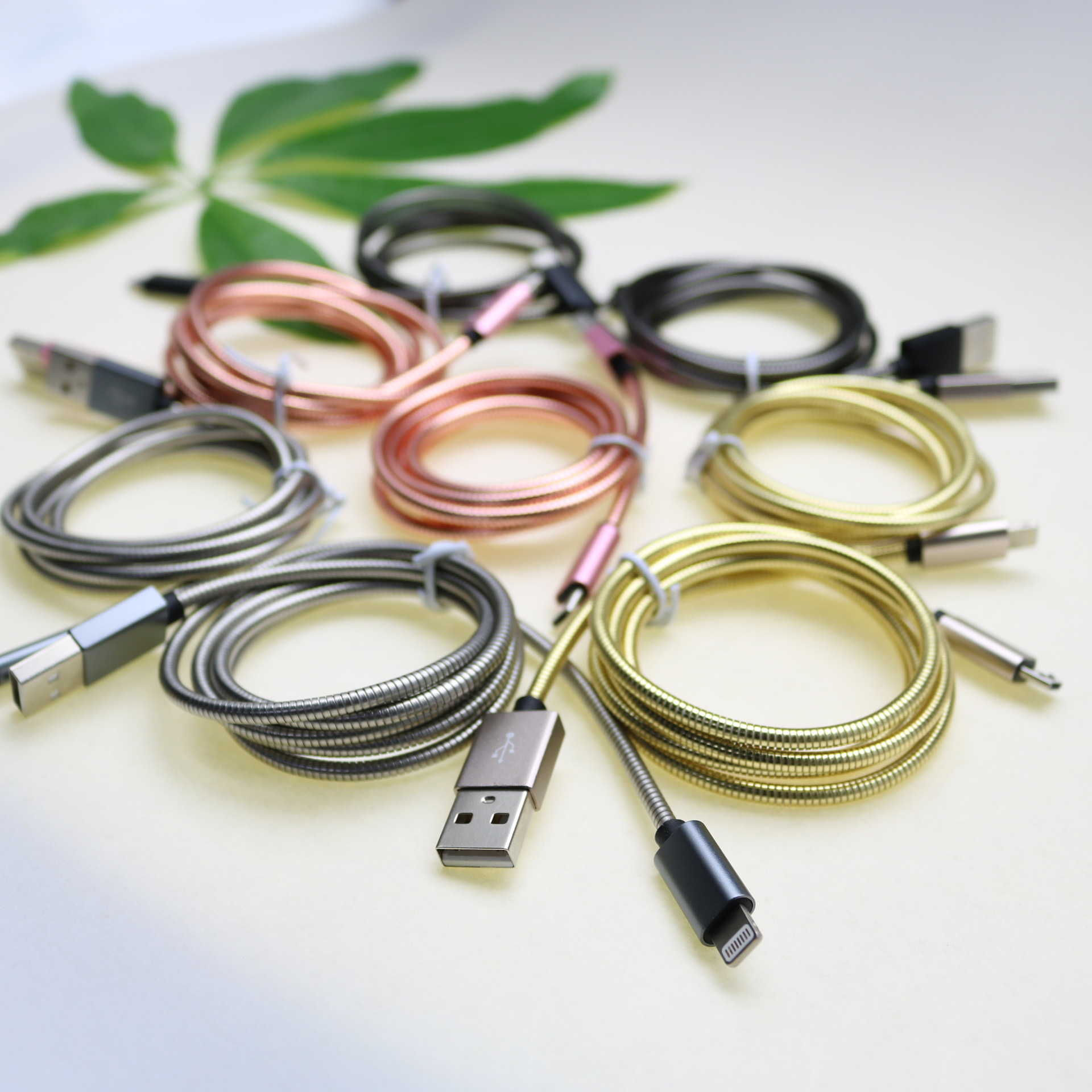 304不锈钢全金属数据线苹果 567usb手机线 铝合金外壳金属软管