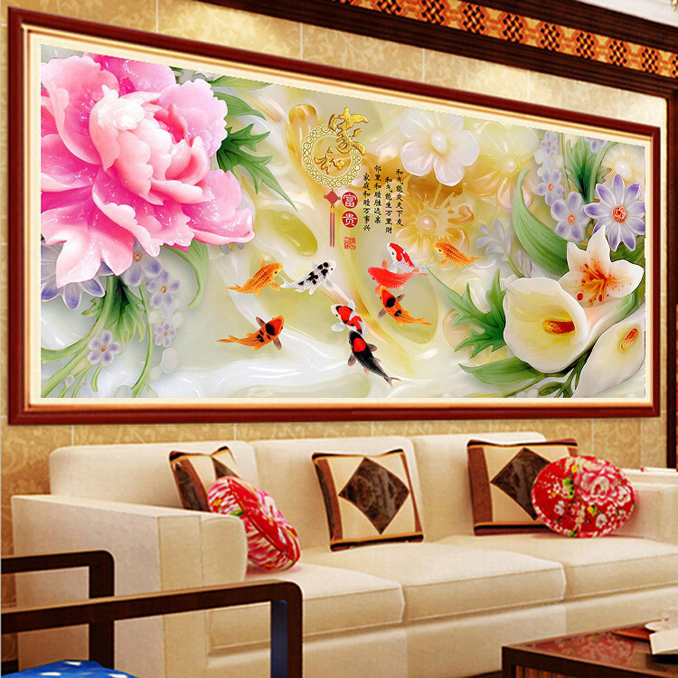 5d钻石画满钻贴钻十字绣新款客厅花开富贵