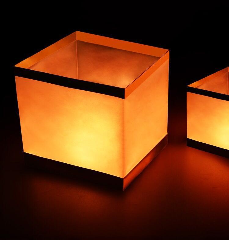 厂家直销 方形水灯 许愿河灯 莲花灯 祈福灯 蜡烛包荷花灯批发