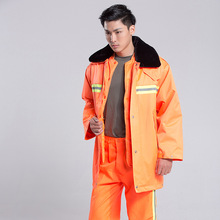 秋季长袖长裤劳保服两件套 反光条设计橙色工装 简约舒适中性制服