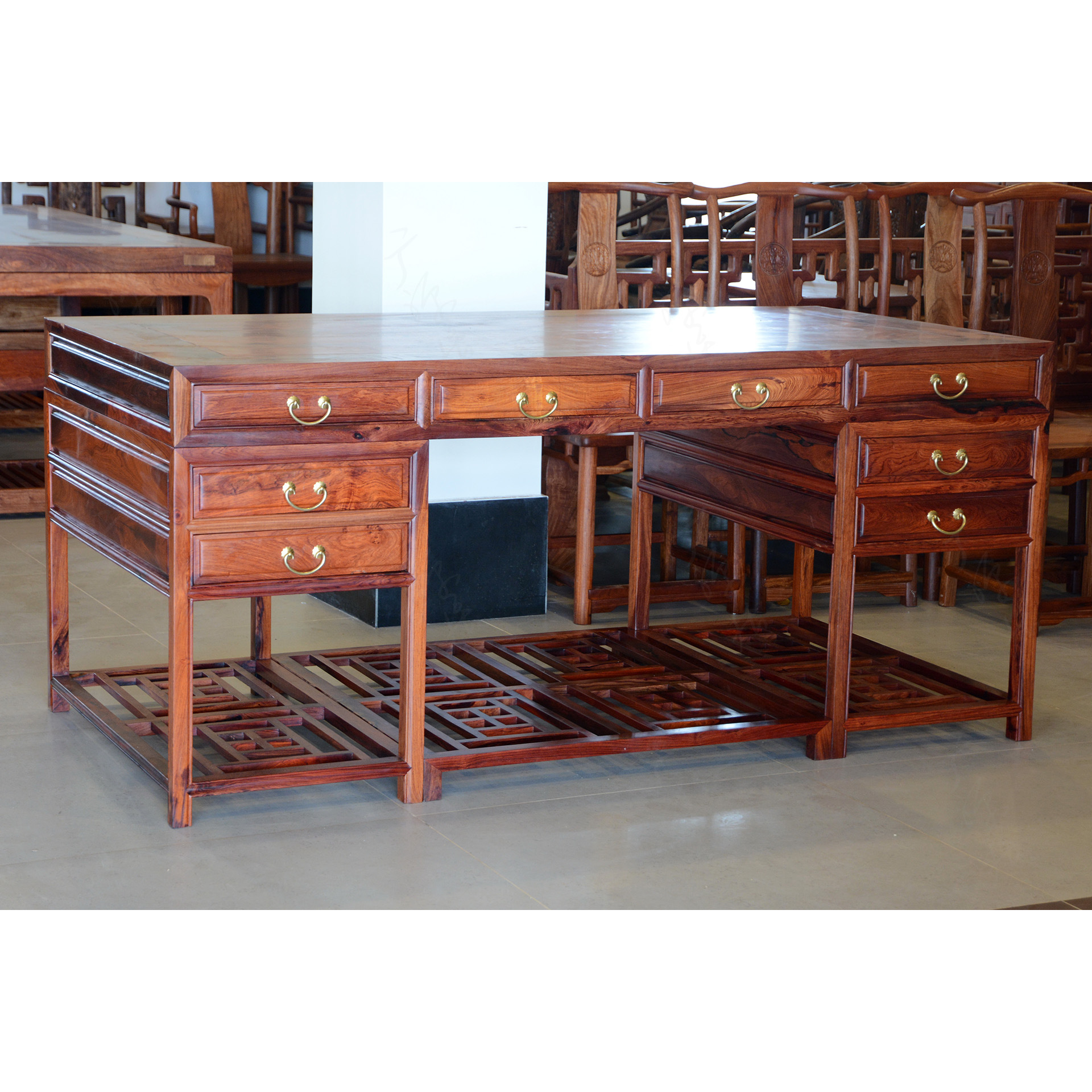 红木书桌 红酸枝写字台 巴里黄檀书桌 红木办公桌(现货,b1256)