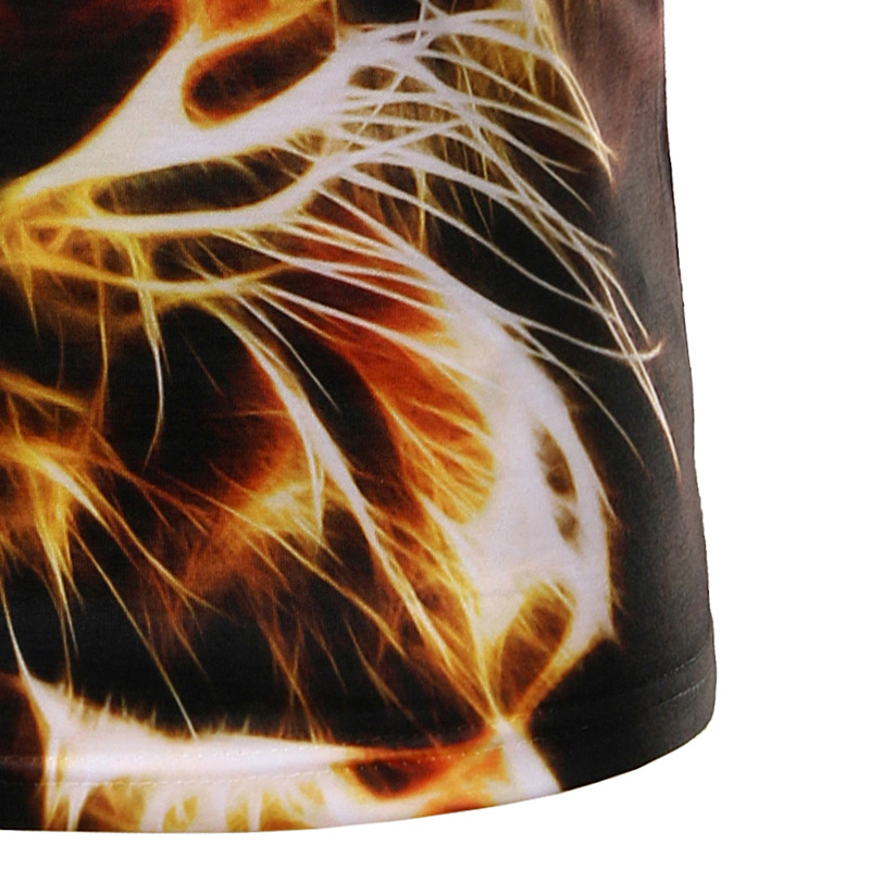 外贸批发热销男士新款3d立体印花老虎图案圆领短袖t恤 11369