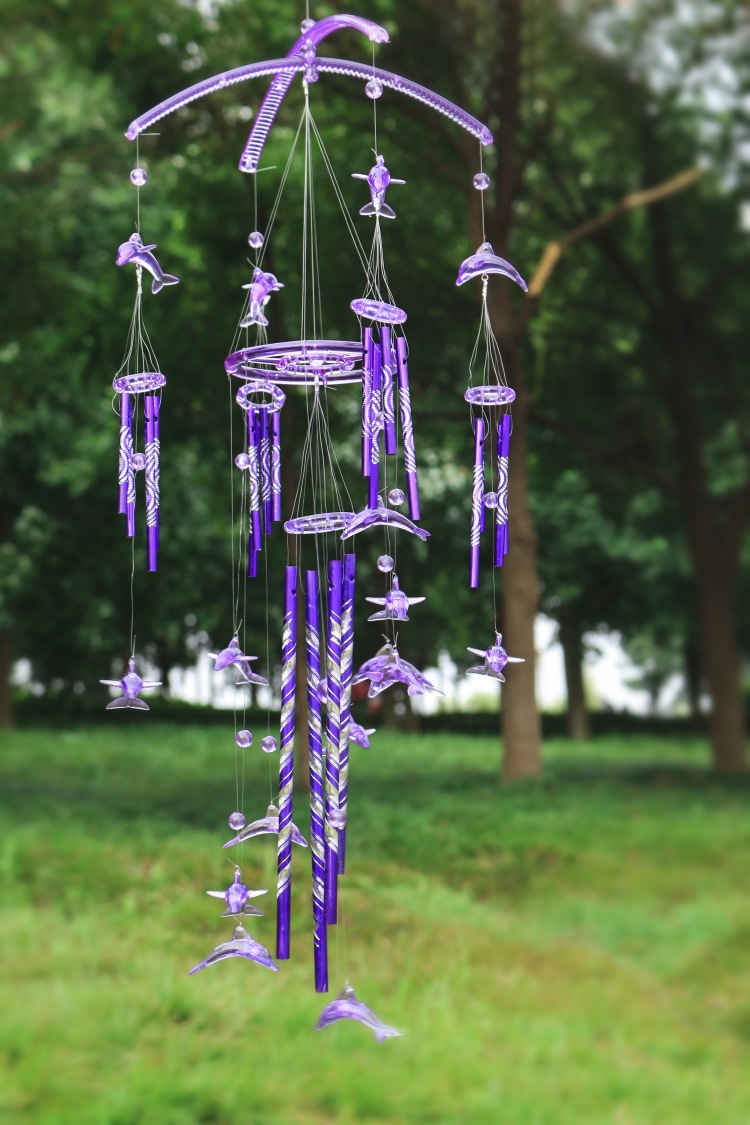 特价淘宝热销仿水晶海豚风铃日式紫色蓝色海豚礼品包装批发促销