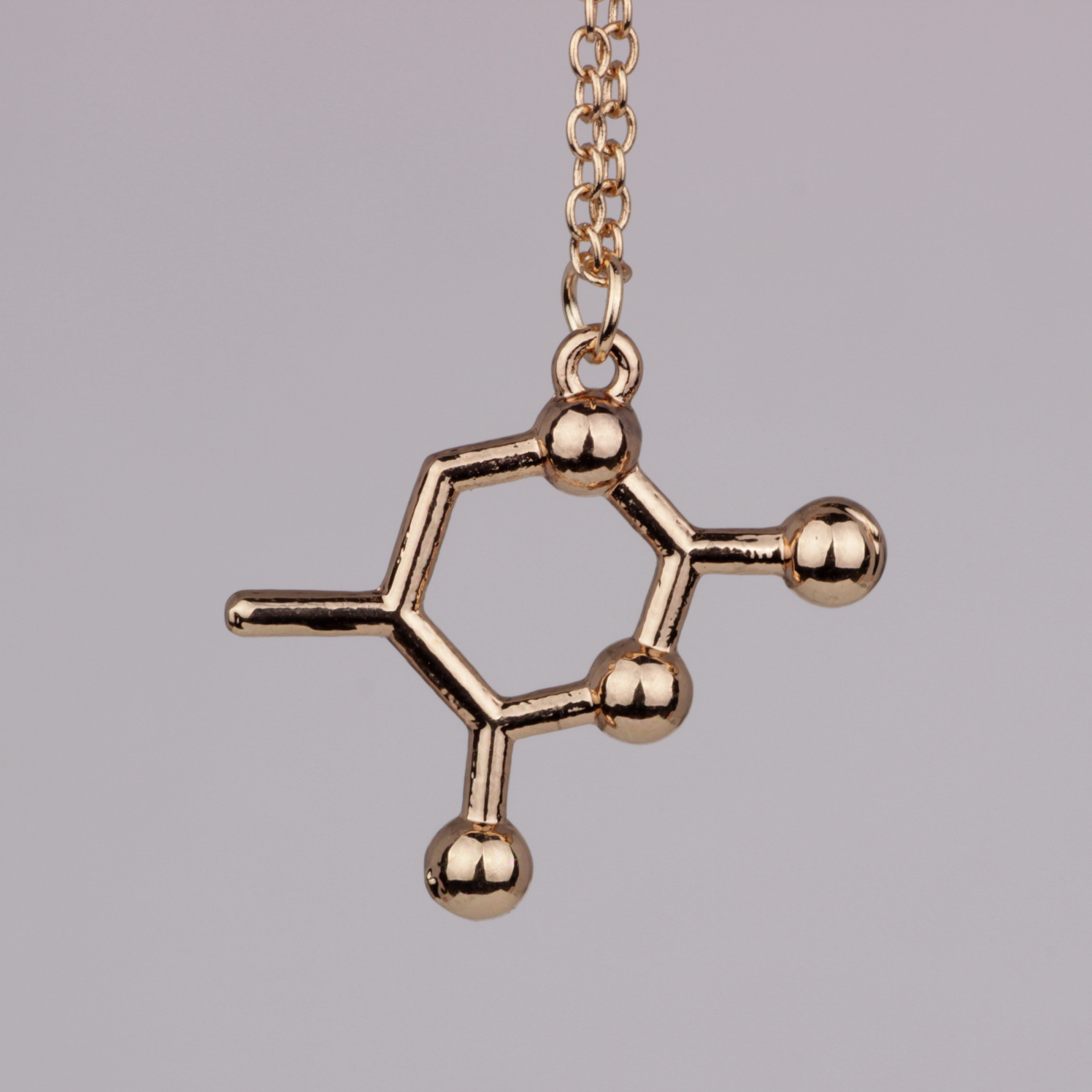 新款外贸热卖 t分子双面立体 化学分子式项链 理科生项链