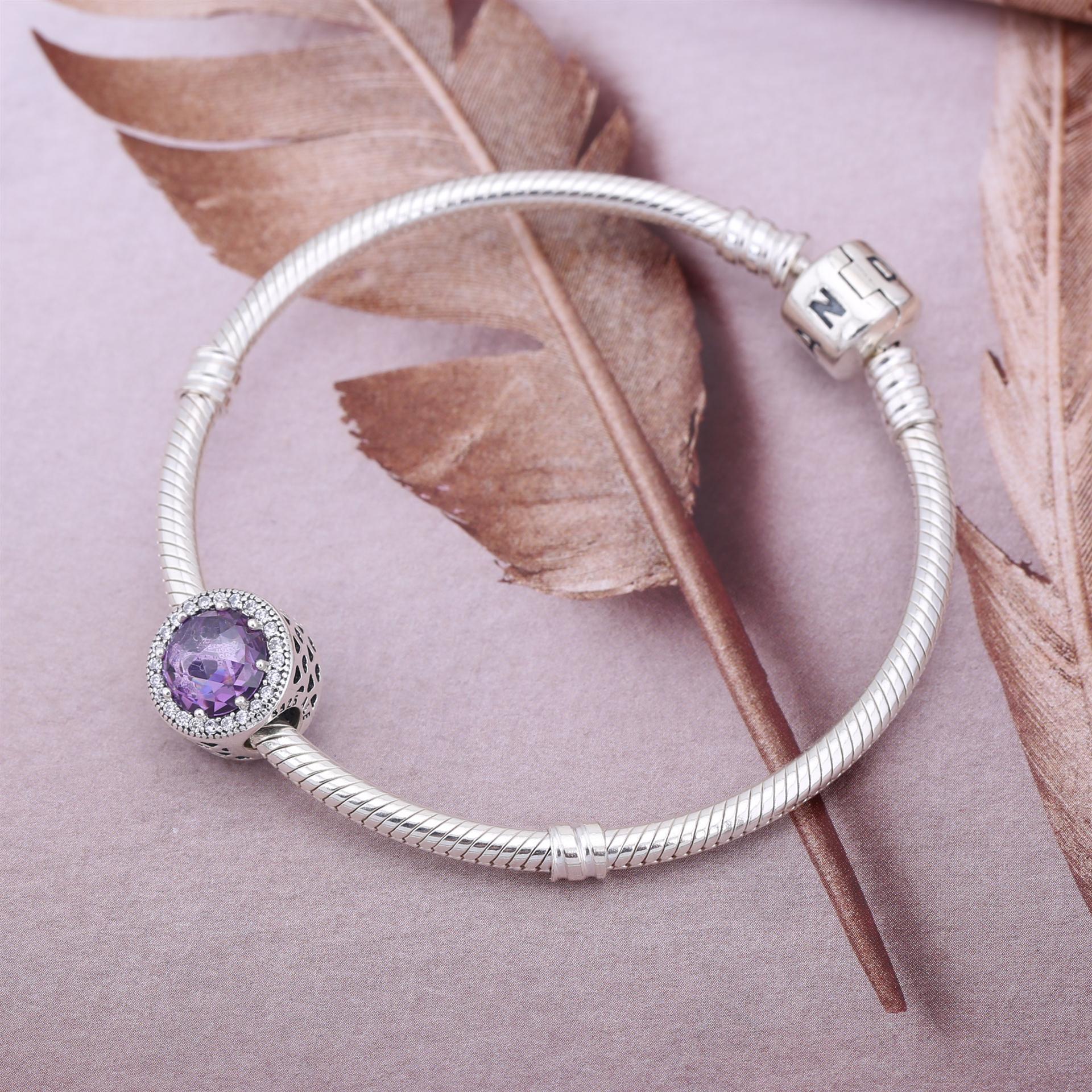 格诺亚 s925银 潘家手链 夏季新款镶石心形低爆款珠子