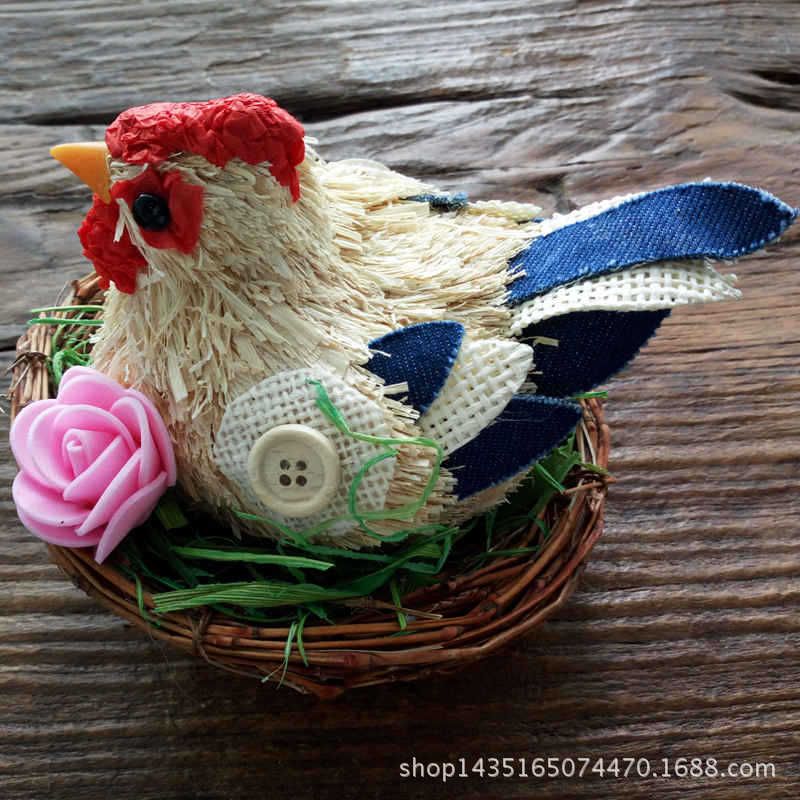 草编工艺品批发 草编草窝鸡 特色手工艺品 小鸡创意摆饰