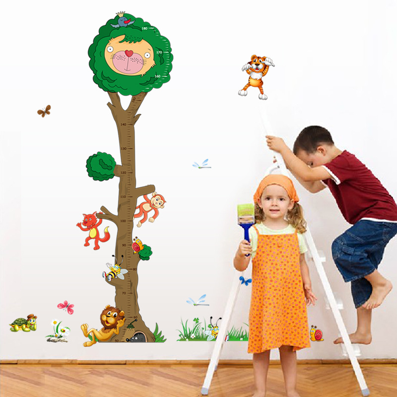[Factory Direct Sales] Mj8022 Cartoon Animal Height Tree Height Measurement Wall Sticker Children's Room Removable Wall Sticker PVC