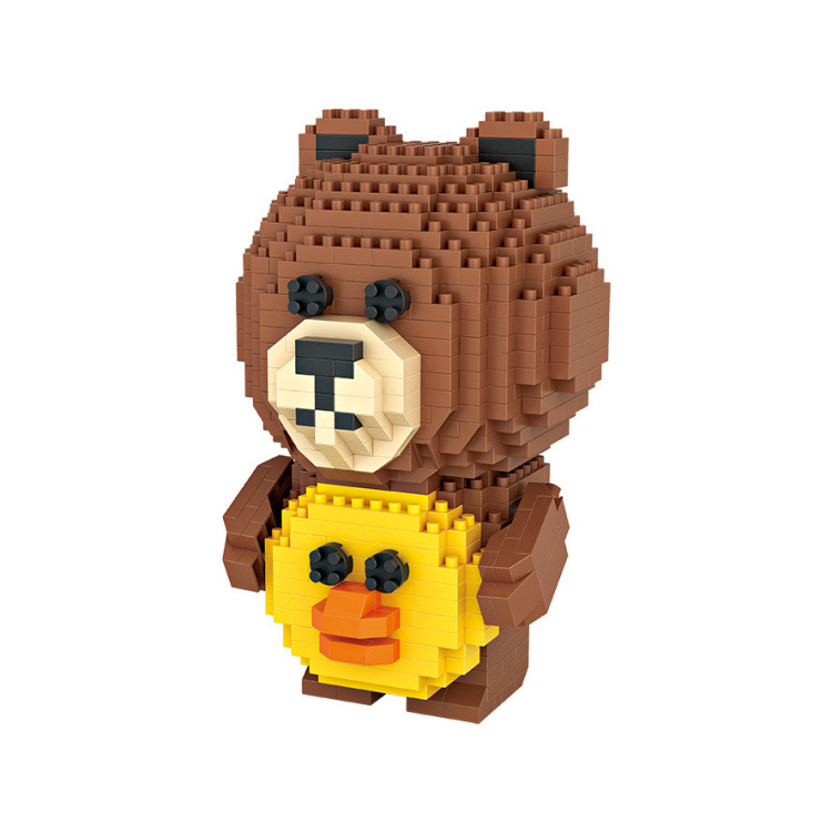 德国正品loz 颗粒创意益智类积木玩具布朗熊系列9739-9741