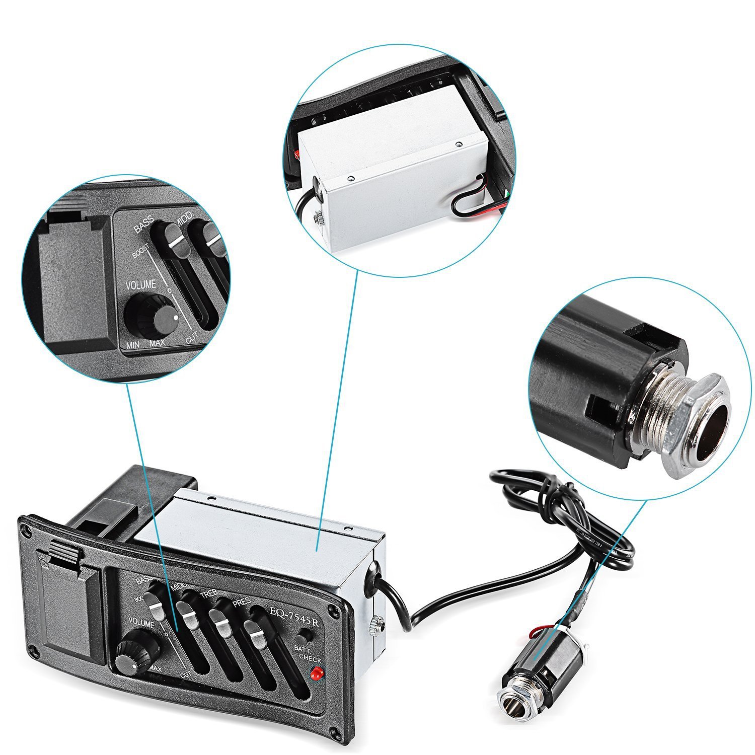 木吉他拾音器eq-7545,均衡器 吉他配件 吉他拾音器